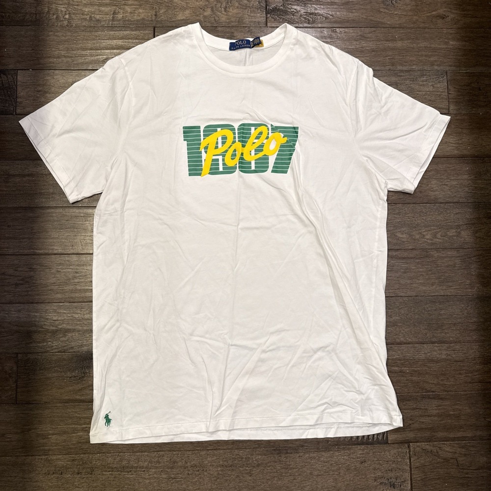 Polo Ralph Lauren T-Shirt Mens XLT White 1967 Graphic Pony Logo Tall Cotton Tee